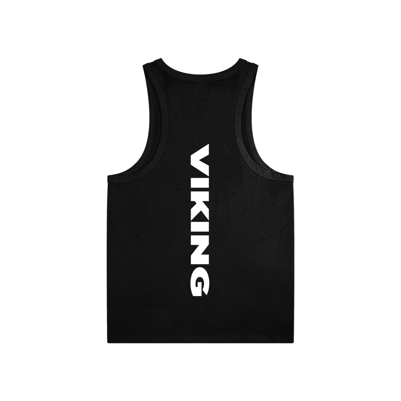 Black Active Viking Vest tank top with white vertical "VIKING" text on the back, lightweight and comfortable for summer.