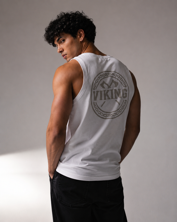 Raw Edge Viking Tank Top - Model Wearing
