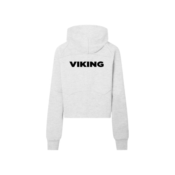 Viking Cropped Half-Zip Hoodie - Grey