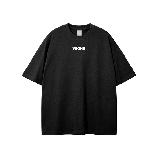 Black Volleyball Viking t-shirt with white "VIKING" text on the front