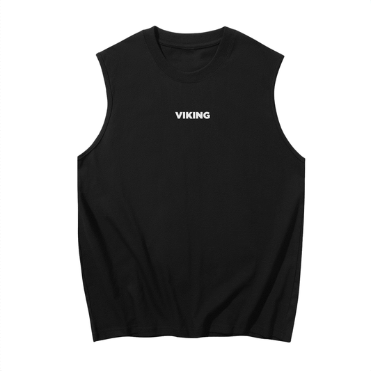 Black Viking Tank Top with sleeveless design and "VIKING" text printed on the front in white.