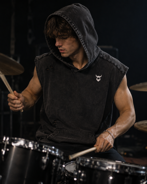 Viking Hooded Tank Top - Model Wearing