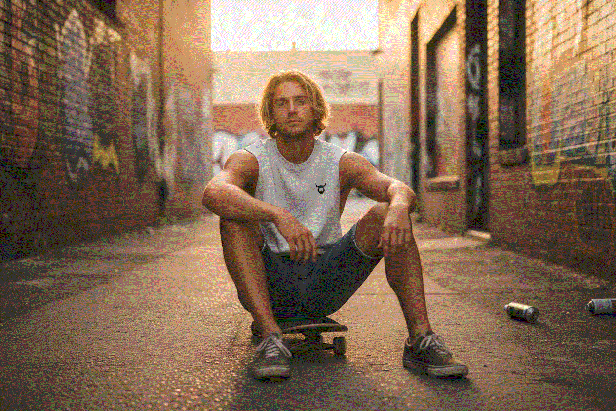 Cool surfer guy wearing Raw Edge Viking Tank Top with correct logo
