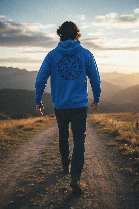 Viking Path Zip Hoodie - Royal Blue Dynamic Back View